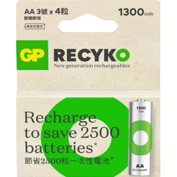 GP 超霸 GPRHC132E038 GP綠再AA充電池1300mAh (4粒裝)